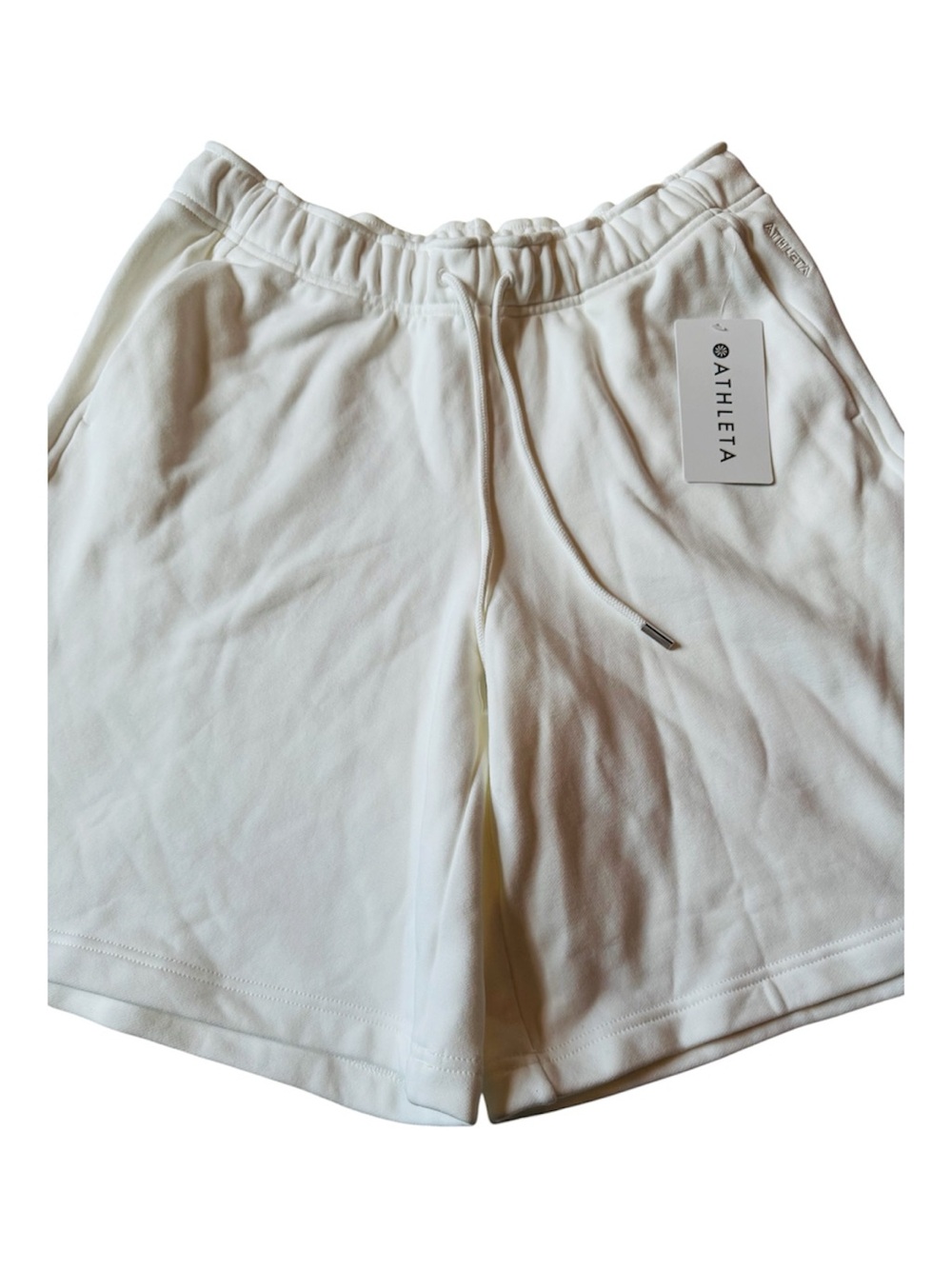 Athleta Heavyweight Terry Bermuda Short Elastic-Waist Athletic Shorts - White